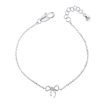 Silver Plated Children's Ribbon Bow Crystal Bracelet, 3 of 4
