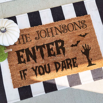 Personalised Enter If Your Dare Halloween Doormat, 2 of 2