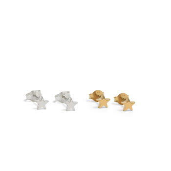 Mini Star Stud Earrings Sterling Silver Or Gold Vermeil, 2 of 3