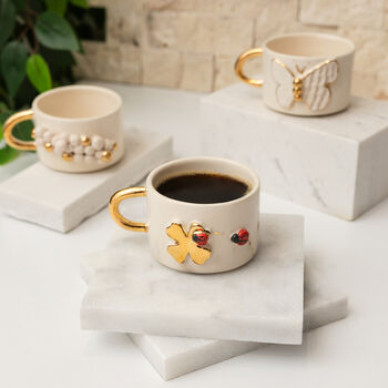Lucky Clover And Ladybug Mug With Gold Plated Handle, 2 of 4
