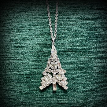 Diamonte Christmas Tree Necklace, 2 of 4