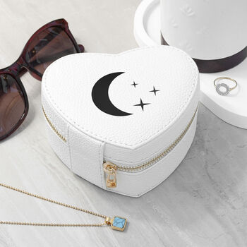 Moon And Stars White Heart Jewellery Case, 2 of 11