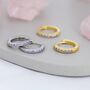 Sterling Silver Amethyst Purple Cz Huggie Hoops, thumbnail 1 of 11