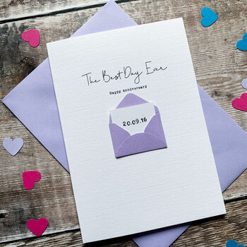 Personalised Best Day Mini Envelope Anniversary Card, 2 of 4