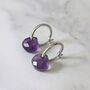 Amethyst Teardrop February Birthstone Earrings, Silver, thumbnail 1 of 6