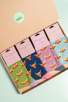 Highland Cow Bamboo Socks Letterbox Giftbox, 2 of 2
