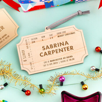 Personalised Concert Ticket Details Christmas Bauble, 3 of 4
