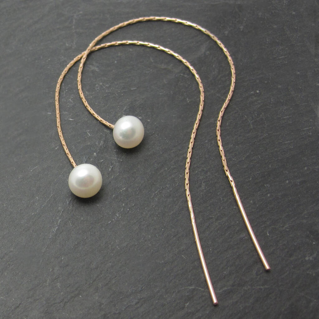Pearl Through Thread Earrings By EmmaKate Francis