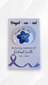 20 Forget Me Not Funeral Badges Personalised Card, 3 of 3