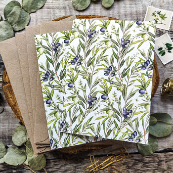 8x Olive Branches Folded Notecards, 4 of 7