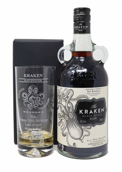 Personalised Kraken Rum Highball Glass And 70cl Kraken, 2 of 2