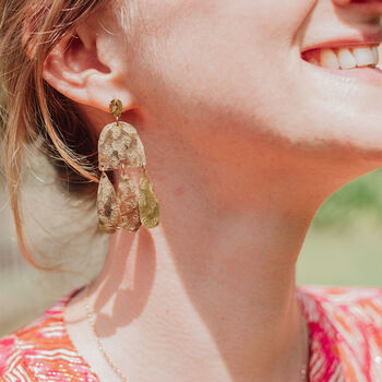 'Tempest Pluviam' Ethical Hand Beaten Brass Earrings, 5 of 6