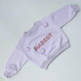 Personalised Girls Cotton Sweatshirt With Hand Crochet Flowers, thumbnail 2 of 10