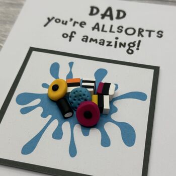 Liquorice Allsorts Polymer Clay Birthday Card Handmade, 6 of 12