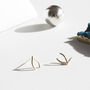 Mini Wishbone 18ct Gold Sterling Silver Studs In A Box, thumbnail 3 of 9