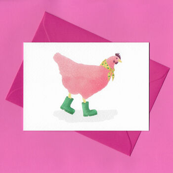Bubblegum Chicken Illustrated Blank Greeting Card, 4 of 11