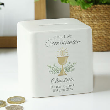 Personalised First Holy Communion Ceramic Money Box, 2 of 5