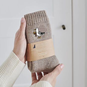 Lobster Wool Socks Embroidered Gift For Coastal Lovers, 10 of 12