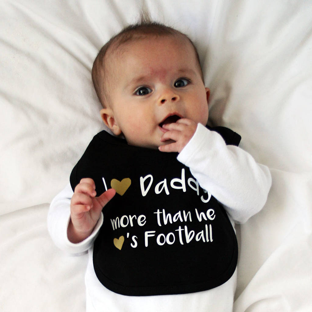 Daddy Loves Football Baby Bib By Juliet Reeves Designs ...