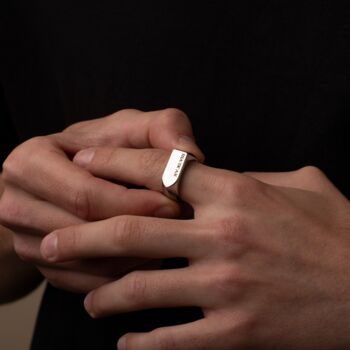 Personalised Irregular Silver Unisex Signet Ring, 4 of 11