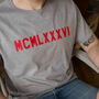 Men's Roman Numeral Year T Shirt, thumbnail 1 of 4