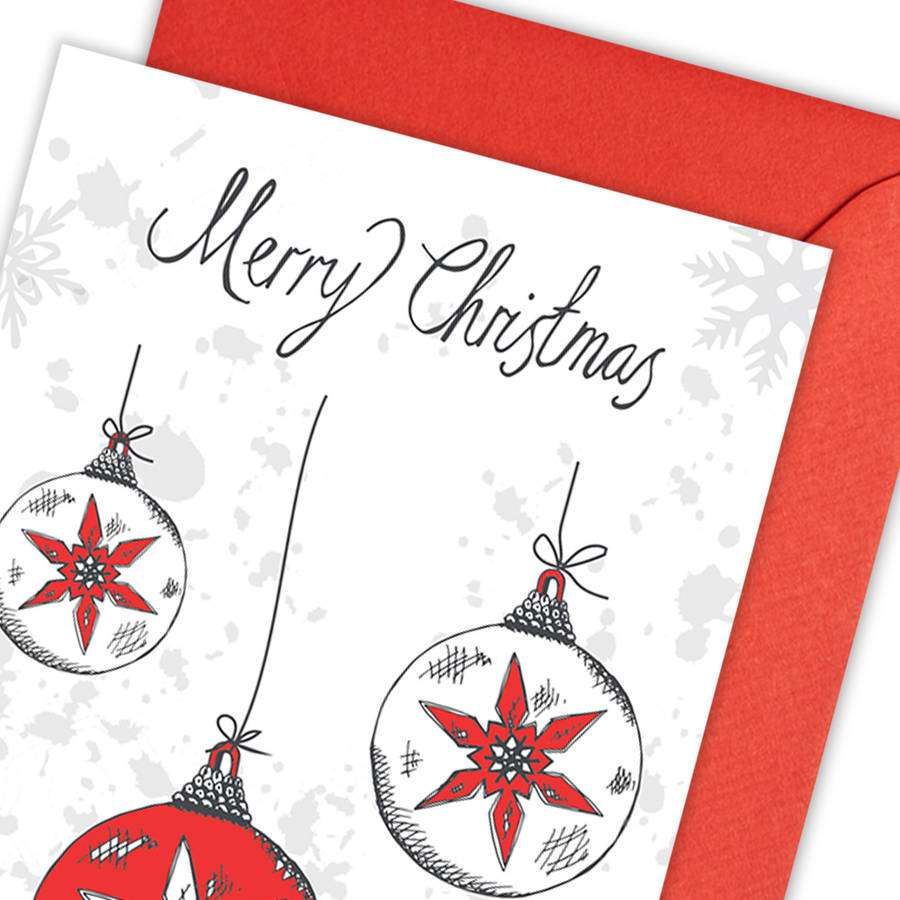 Christmas Baubles Greetings Cards Pack Of Five By Victoria Eggs