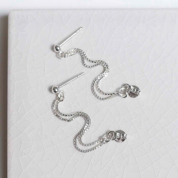 Sterling Silver Box Chain Studs, 6 of 7