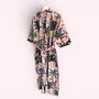 Jungle Print 100% Cotton Dressing Gown In Pale Pink, thumbnail 5 of 7
