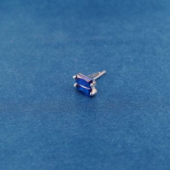 Sapphire Blue Birthstone Stud Earrings, 925 Sterling Silver, 6 of 6