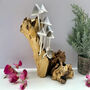 30cm Handcrafted Wooden Ink Cap Mushroom Statue Ornament Nature Gift On Teak Root, thumbnail 5 of 6