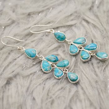 Turquoise Dangle Silver Earrings, 6 of 8
