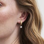 Blackberry Bramble Pearl Drop Gold Huggie Earrings, thumbnail 2 of 8