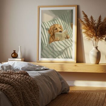 Dog Reading Book Wall Art Print, Dog Gift, 6 of 7