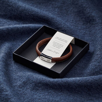 Personalised Men's Infinity Leather And Steel Bracelet, 7 of 7