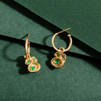 Emerald And Gold Vermeil Plated Hoop Earrings, 3 of 5