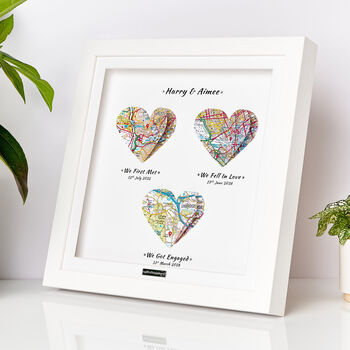 Personalised Heart Map Engagement Gift – Framed Map Print, 2 of 12