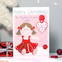 Personalised Rag Doll Girl 1st Christmas Card, thumbnail 3 of 7