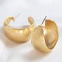 Wide Hammered Hoop Earrings In Gold Plating, thumbnail 2 of 3