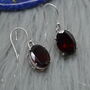 Garnet Earrings: Dangle Drop, Oval, Red Gemstone, January Birthstone, thumbnail 4 of 8