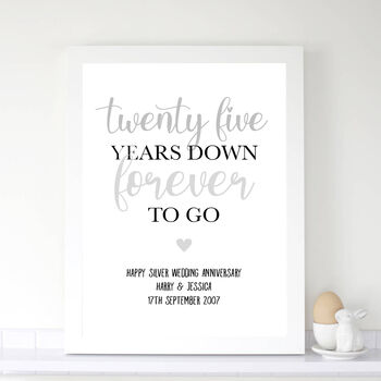 Personalised 25th Silver Wedding Anniversary Print, 2 of 2