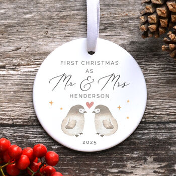 First Christmas Married Personalised Bauble, 6 of 6