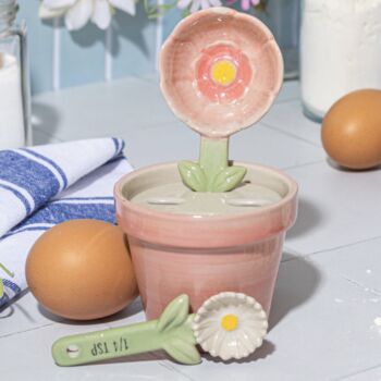 Ceramic Pot With Flower Measuring Spoons, 3 of 6