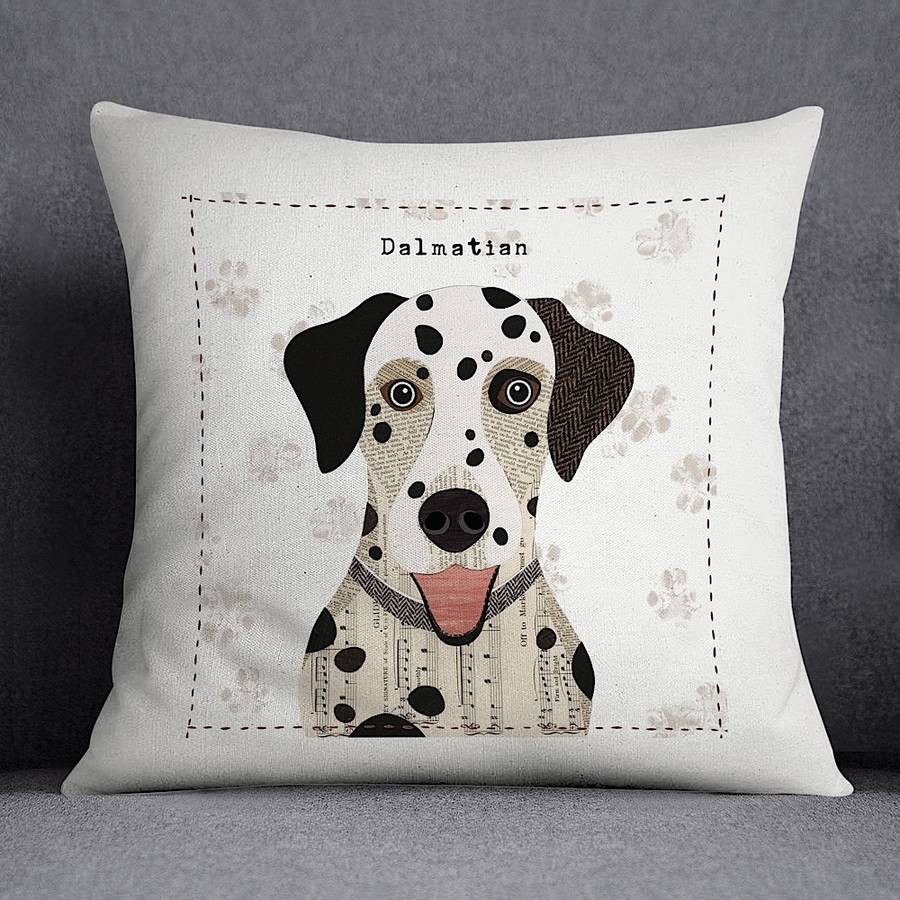 dalmatian personalised dog cushion cover by simon hart