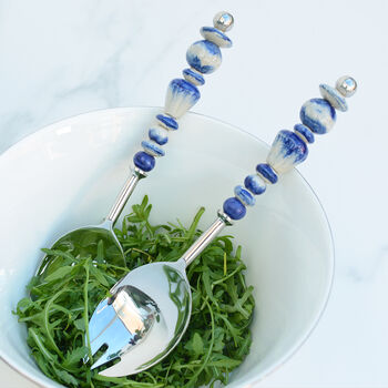 Blue Ceramic Salad Server Set, 2 of 2