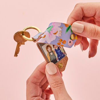Personalised Leather Photo Keyring Gift For Her, 6 of 9