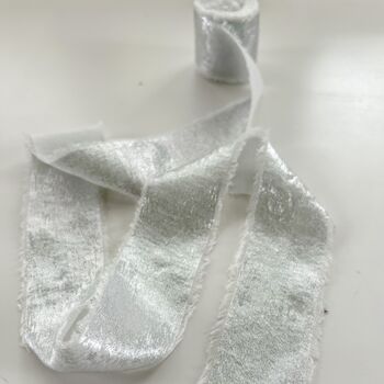 Chiffon Wedding Ribbon With Frayed Edge Silver 5m Roll, 3 of 6