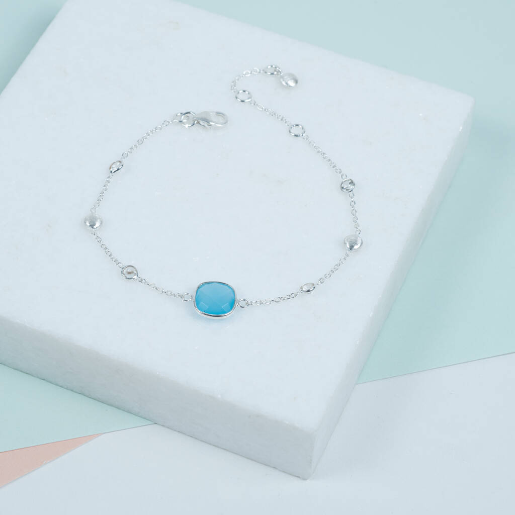 Iseo Blue Chalcedony And Sterling Silver Bracelet, 1 of 4