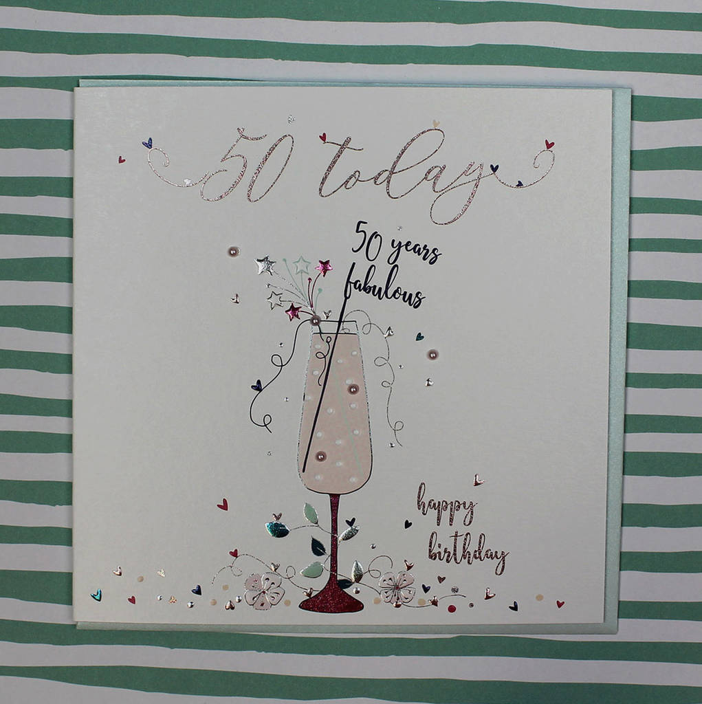 Fiftieth Birthday Card For A Woman Cocktail Theme