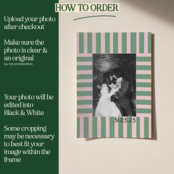 Personalised Wedding Photograph Print With Stripe Border, 5 of 12