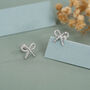 Sterling Silver Braided Bow 18 G Screw Back Earrings With Ball Backs, thumbnail 5 of 10